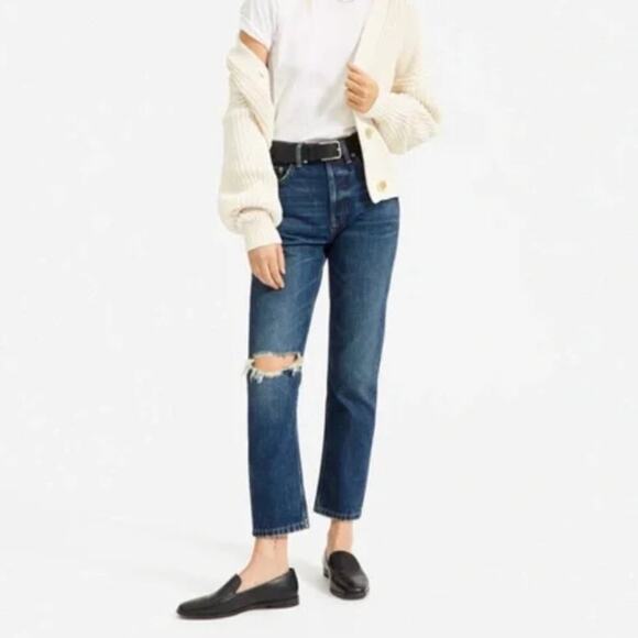 Everlane Denim - Everlane The Cheeky Crop Jeans in Distressed Medium Wash